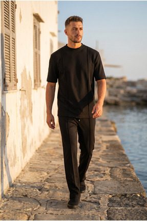 MADZEYMODA Erkek Regular Çimalı Oysh Kumaş Bisiklet Yaka T-Shirt & Pantolon S...