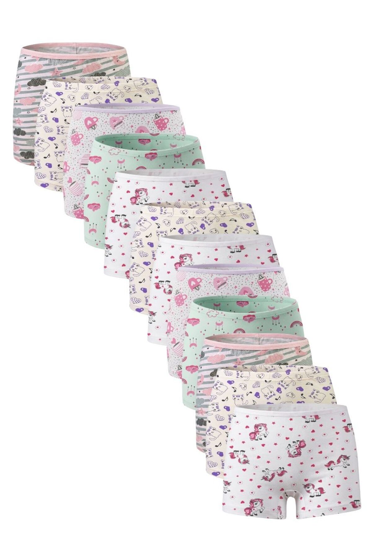 Girl Lycra Mixed Pattern Cotton Boxer Briefs 12pk