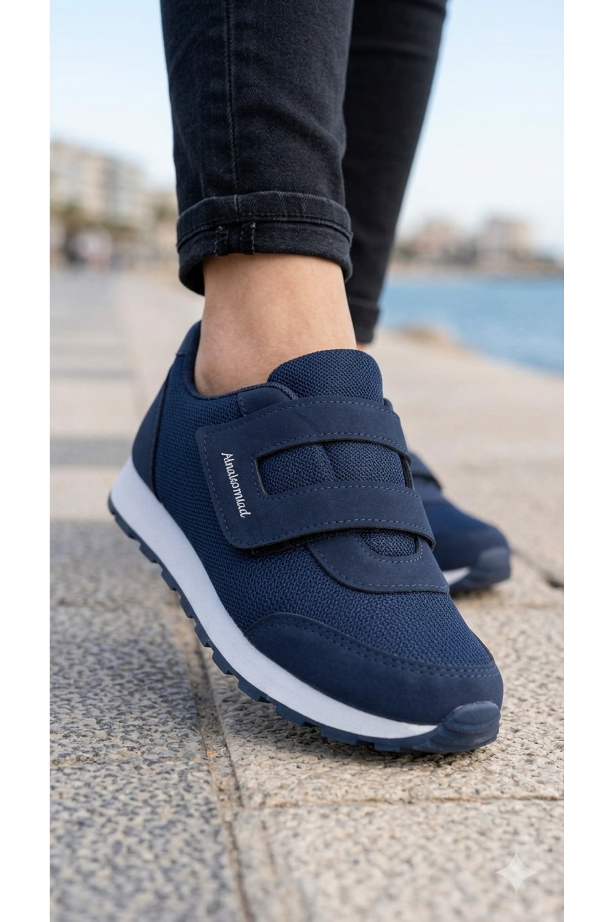VELLINA Kadın Lacivert Tek Cırtlı Casual Rahat Taban Konforlu Yumuşak Yürüyüş Günlük Sneaker Spor Ayakkabı