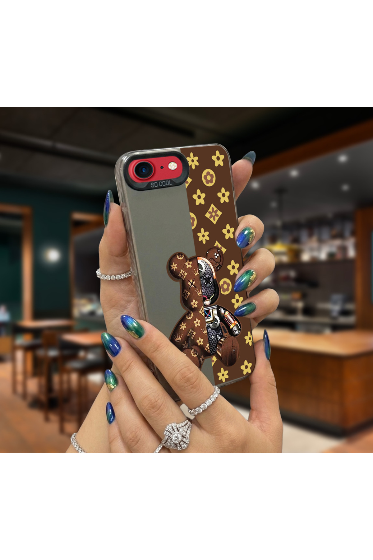 Caseji İphone 7-8-SE2020 Uyumlu Dağ Baskı Desen Darbe Emici