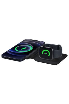 2in1 Qi Kablosuz Wireless Şarj Standı Apple Iphone – Watch – Airpods - Siyah SABK-Q500S-S