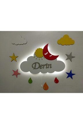 Bulut Ahşap Gece Lambası Özel Güneş Tutulması Serisi Ledli Dekoratif Aydınlatma Çocuk Odası TYC00230193874