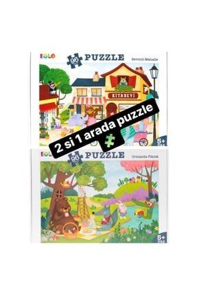 Eolo Yer Puzzle 96 Parça 2 Li Set ( Sevimli Mahalle + Ormanda Piknik) RE992