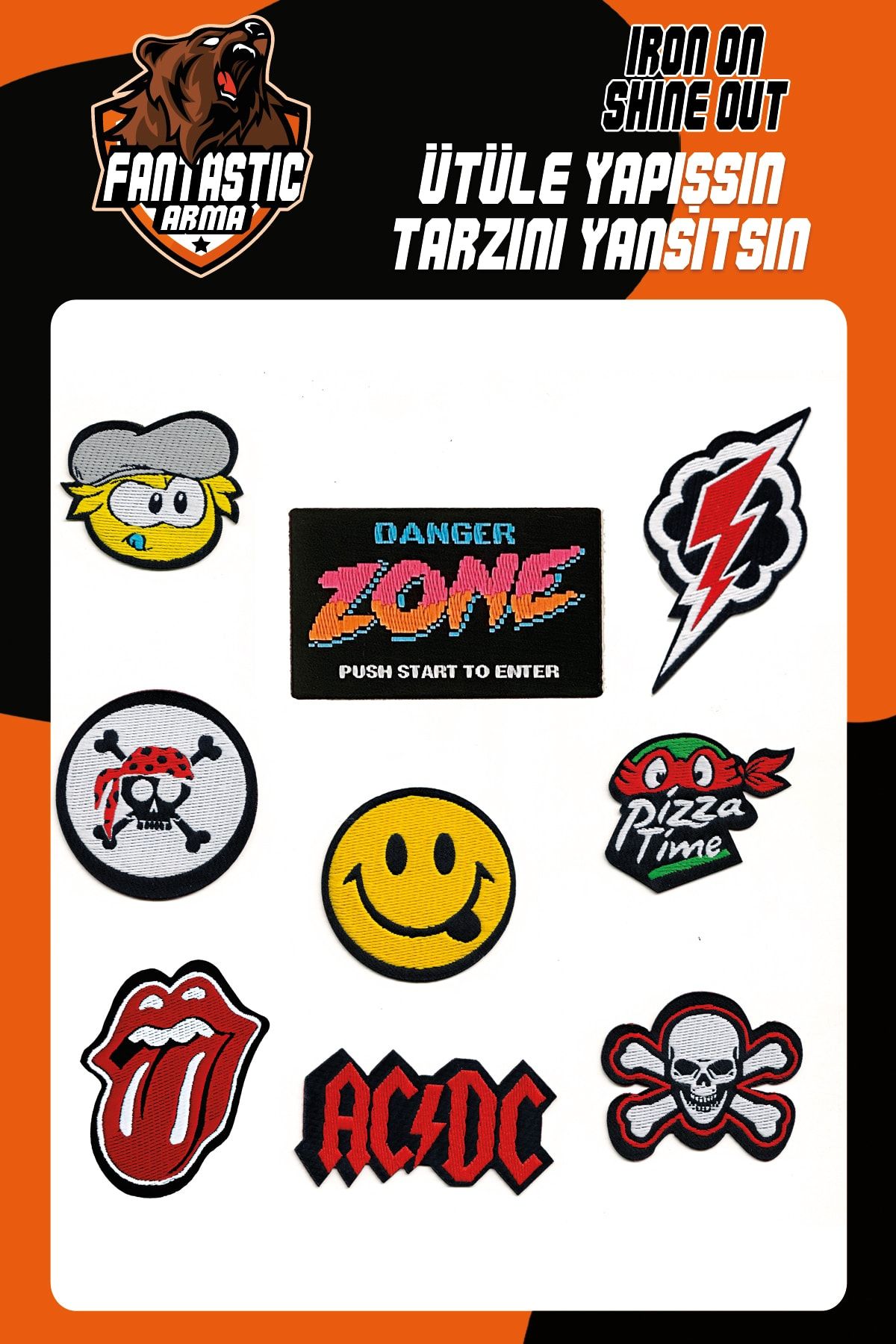 FANTASTIC ARMA-Iron-on Woven Rigging Set Patch Patch Emoji, Danger Zone Model 1