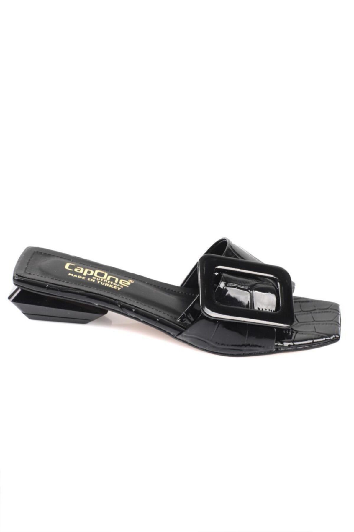 Capone Outfitters Czarne Damskie Kapcie Capone Buckle Na Krótkim Obcasie Kobieta - 39