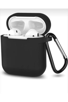 Apple Iphone Airpods Kancalı Slikon Siyah Kılıf Sa-Se2011-Airpods-Siyah