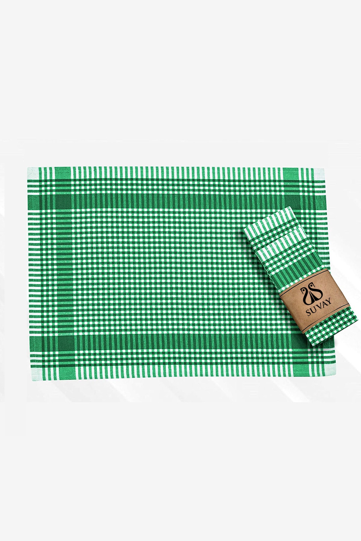 Kitchen Drying Cloth 6-Piece Green Plush Checkered Dish Drying Cloth Serving Napkin Nutrition Cover