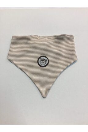 Unisex Bebek Pamuklu Kahverengi Çizgili Çıtçıtlı Önlük Fular 0-3 Aylık TYC00236235234