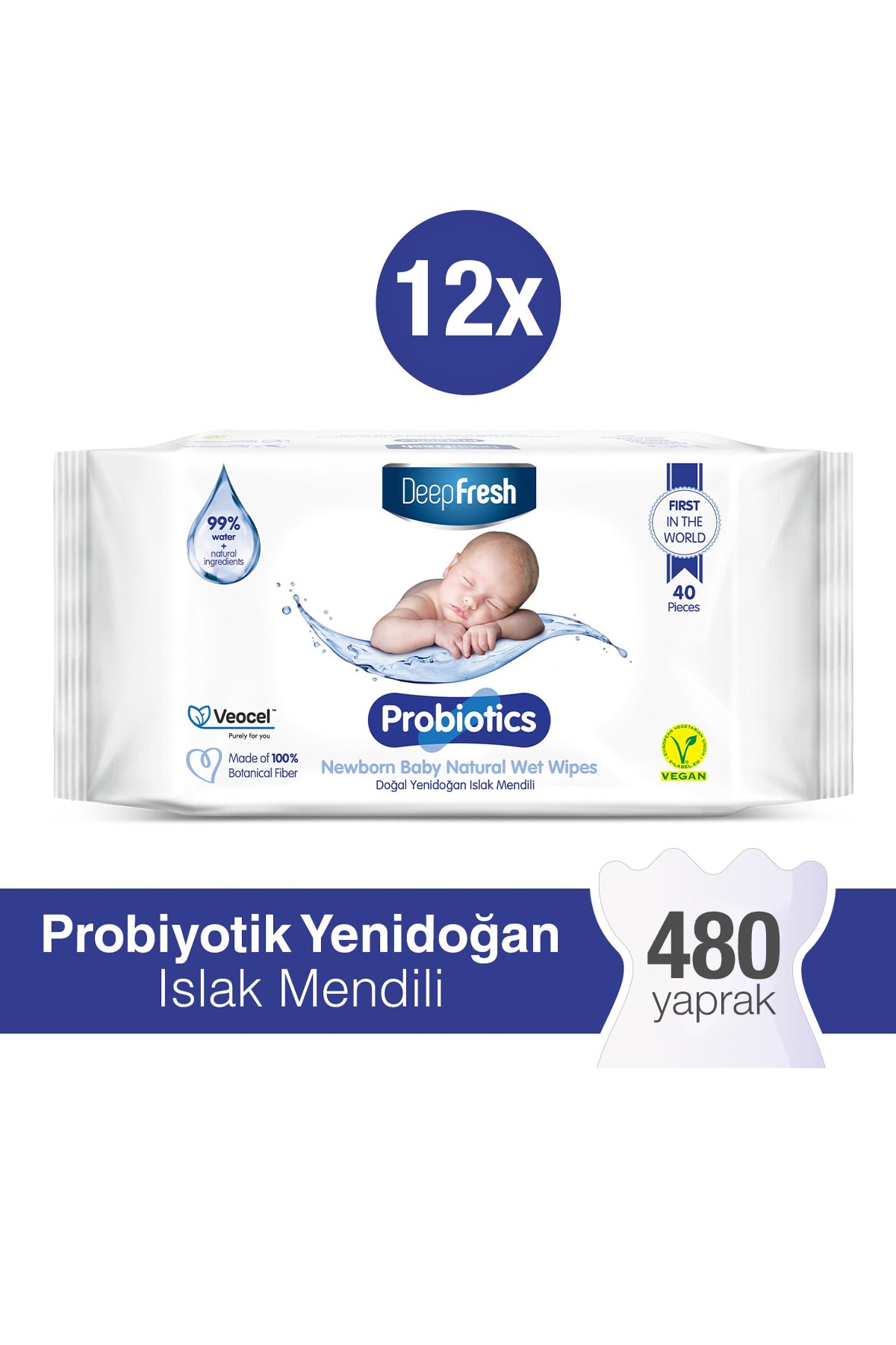 Deep Fresh Probiyotik Doğal Yenidoğan Islak Mendil 12 X 40 Yaprak GU8693