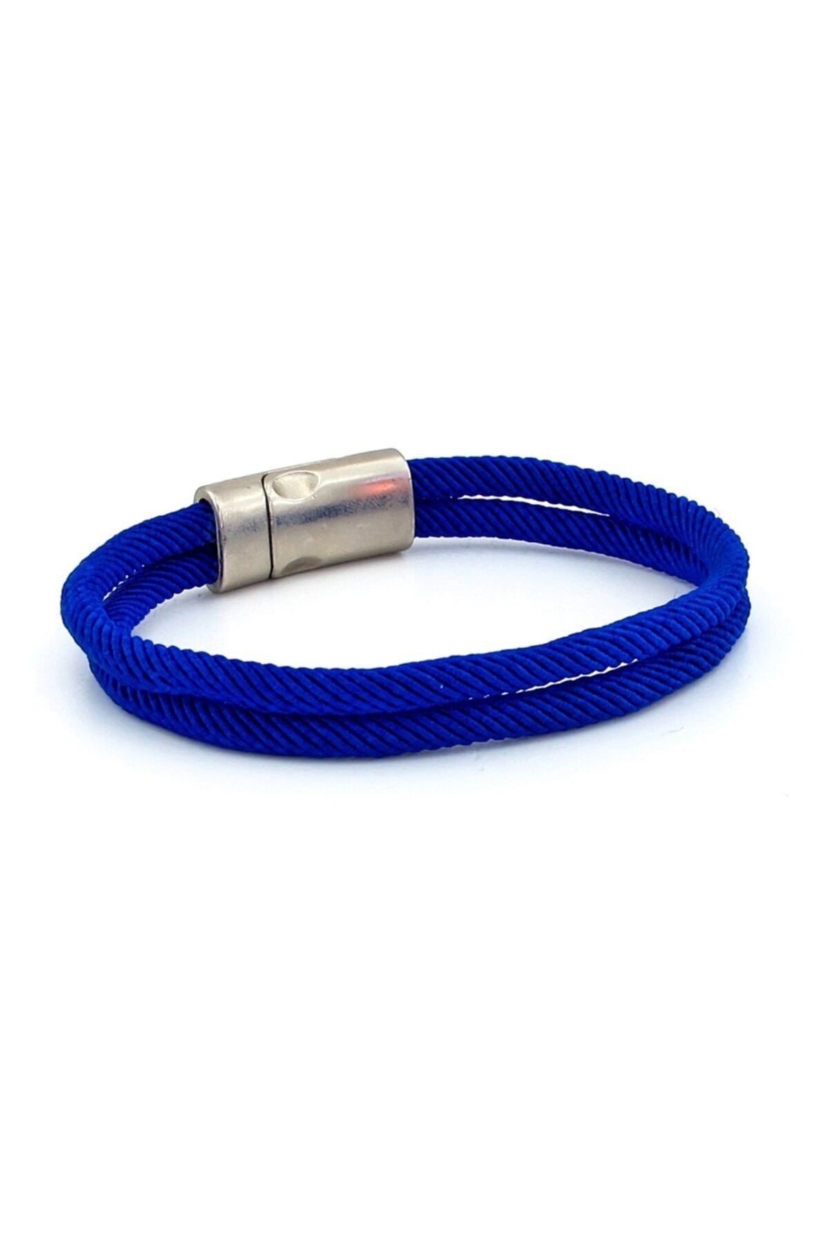 Solfera-Indigo Blue Two Rows Metal Magnet Men's Bracelet M013j 2