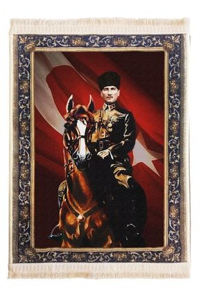 Atatürk Resimli Duvar Halısı Saçaklı No: 7 70x100 cm CCD9612