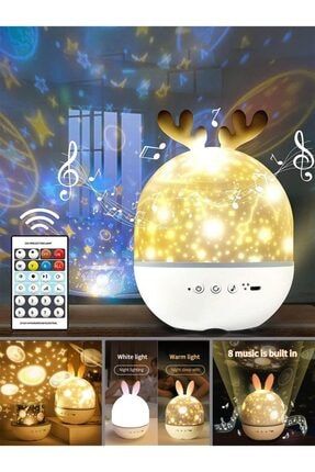 Müzikli Kumandalı 6 Farklı Resimli Dönen Star Master Şarjlı Fonksiyonel Gece Lambası Lüx 0TPHEGYST7