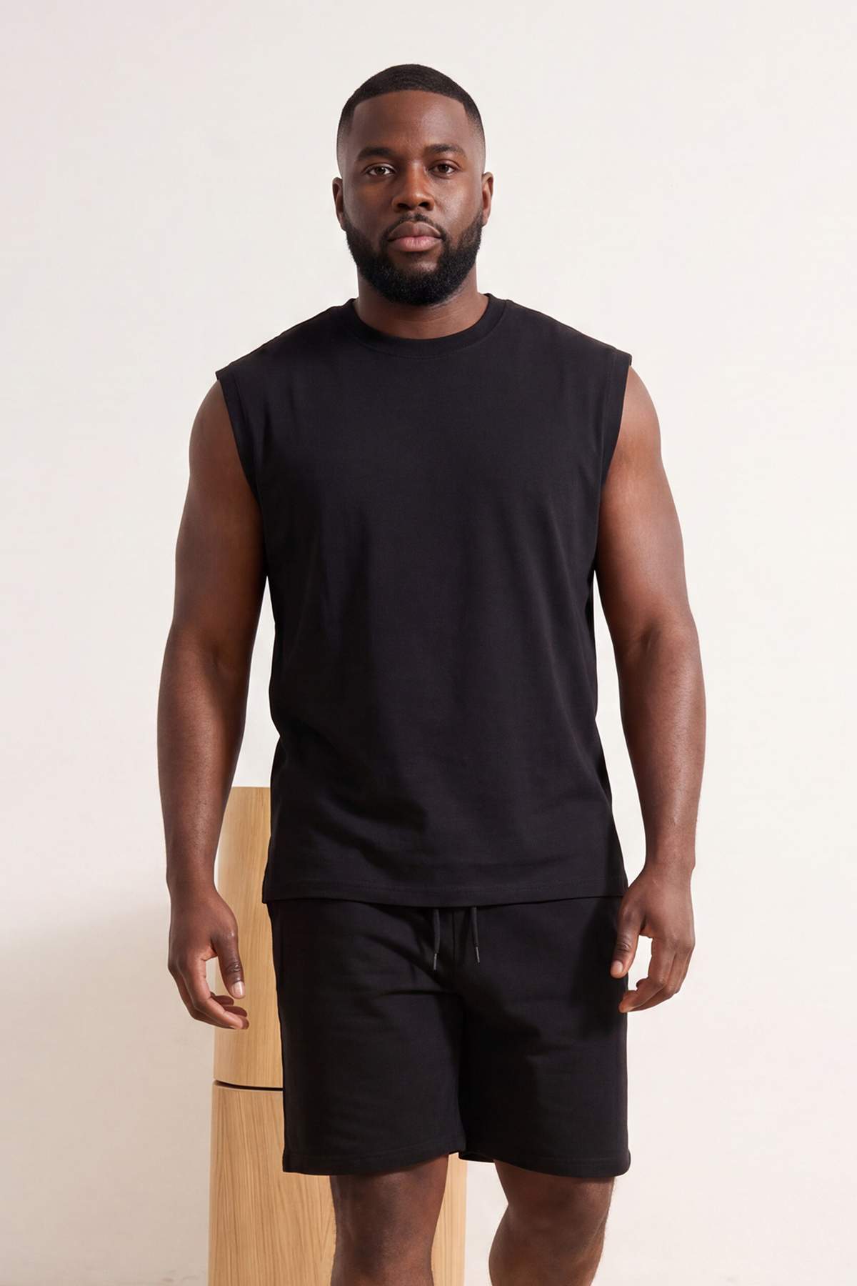 Trendyolmilla Man Siyah Oversize/Geniş Kesim %100 Pamuk Büyük Beden Eşofman Takımı TMNSS26TS00032