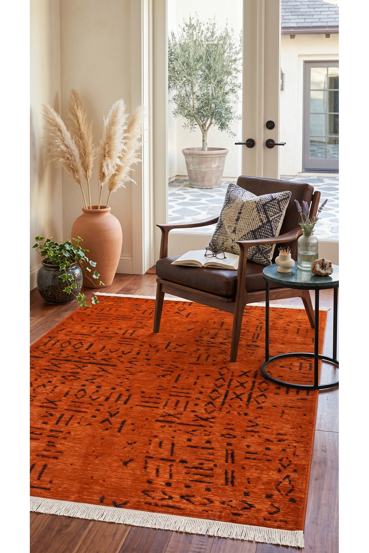 Venus Tile Scandinavian Rug, Soft, Non-Slip Base, Washable, Anti-allergic Cotton Carpet