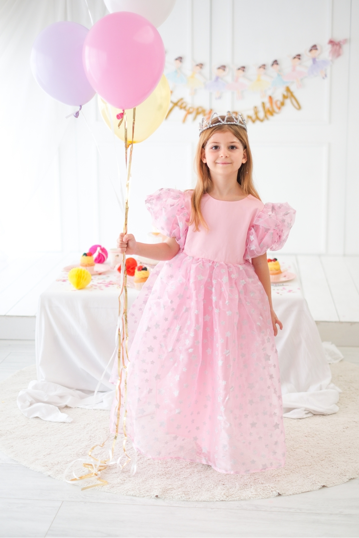 Le Mabelle Pembe Yıldızlı Tül Etekli Kız Çocuk Elbise - Elsa