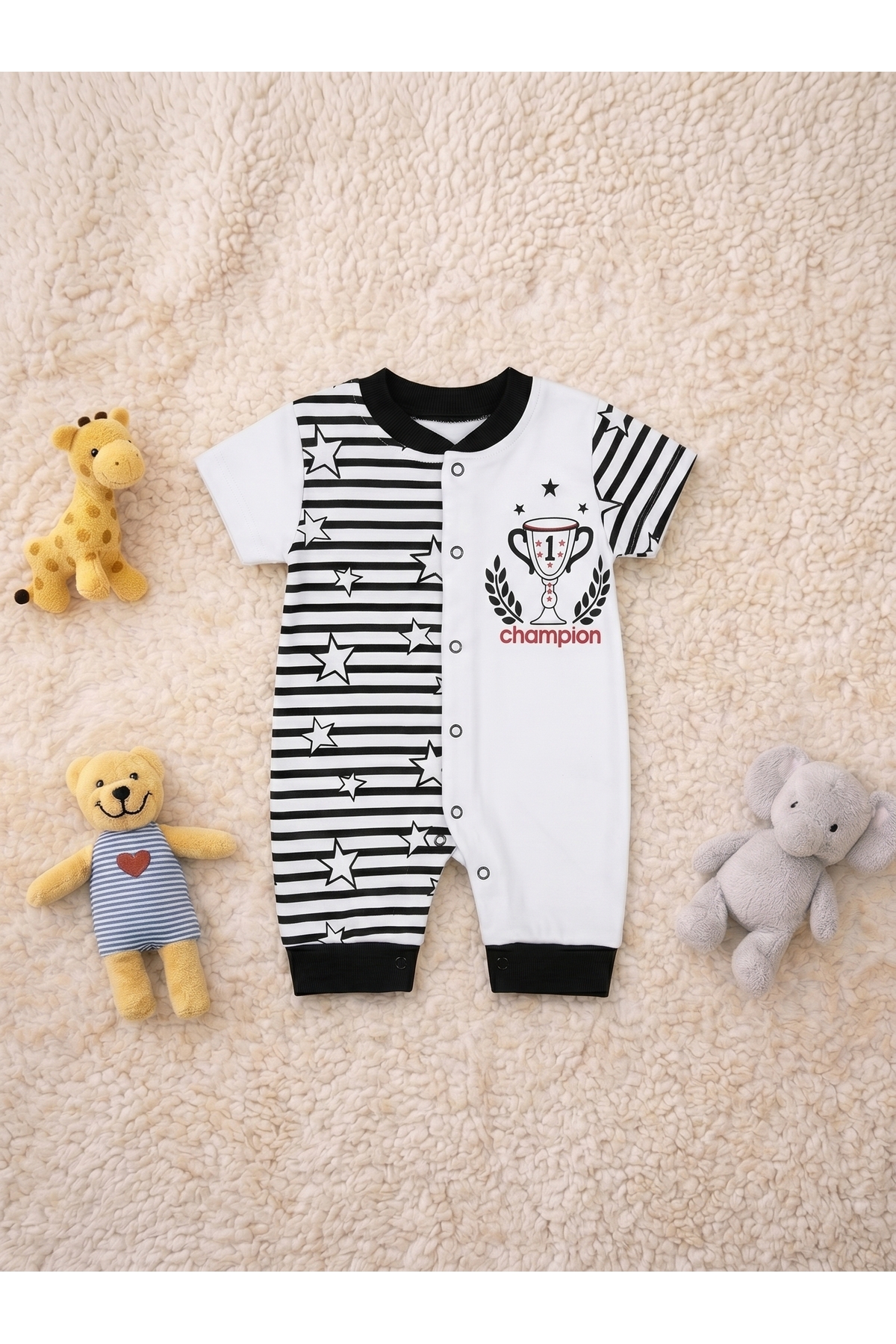 Fan Baby Summer Jumpsuit Beşiktaş 2-Piece Set - Black and White