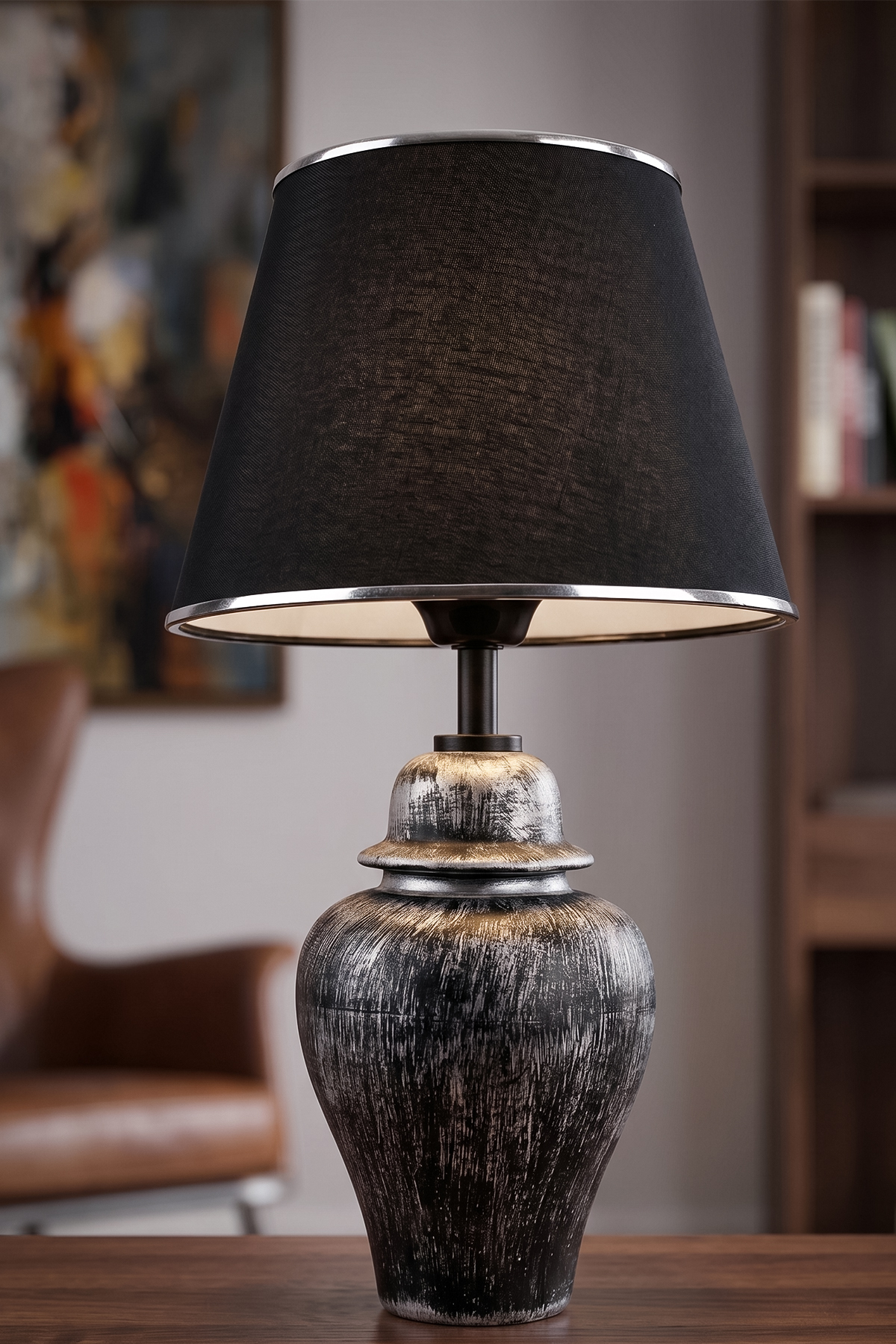 Neilus Handmade Ceramic Lampshade Black Silver