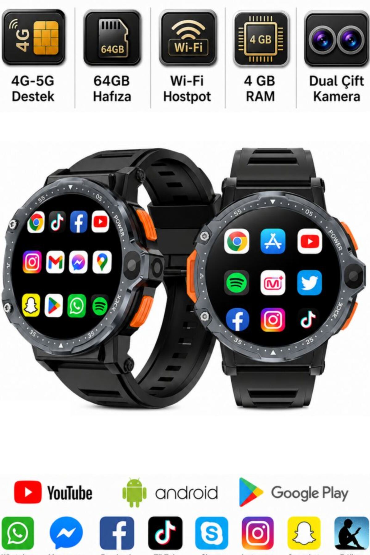 SONREİR Watch Pg 4g Lte Yuvarlak Akıllı Saat 64gb Sım Kartlı Kameralı Wifi Çocuk Huawei Iphone Uyumlu 8 9 10 - Fiyatı, Yorumları