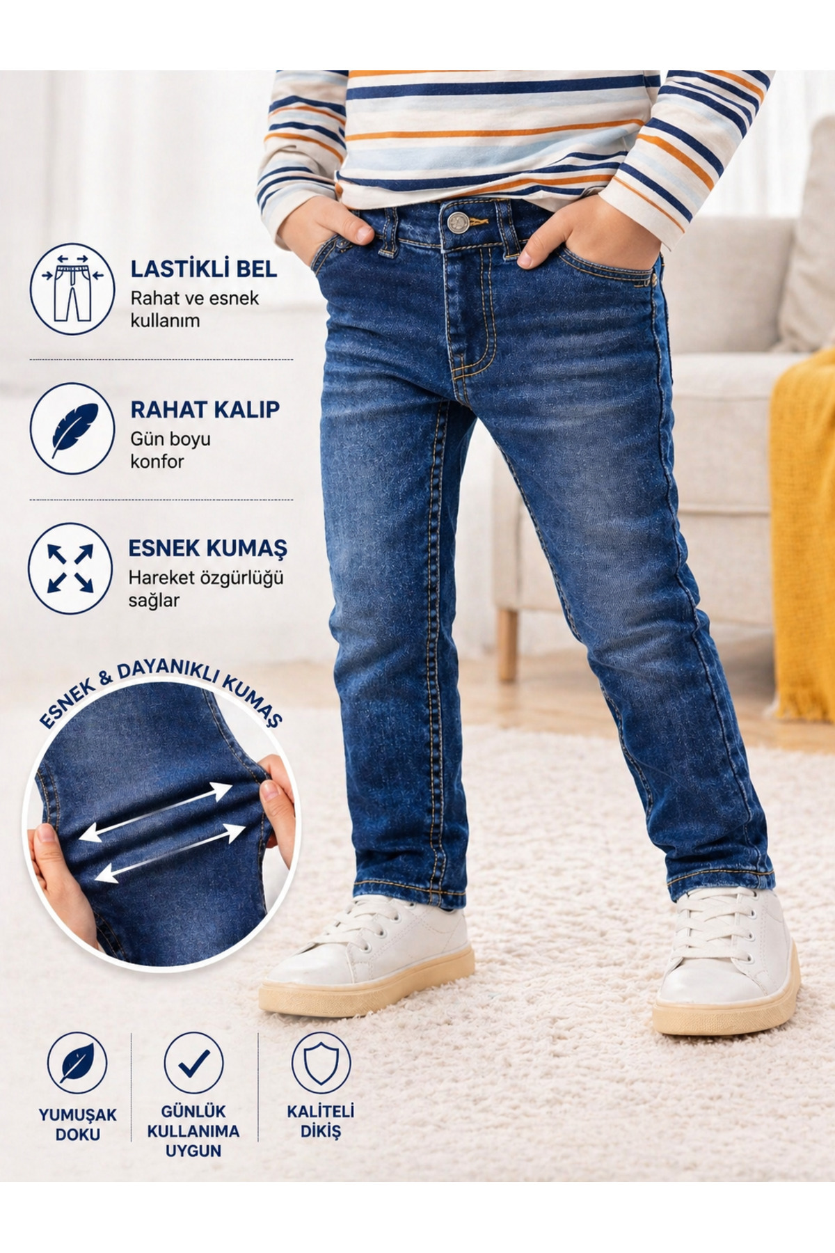 Boys Slim Fit Jeans – Lycra Comfortable Fit Casual Jeans (1-8 Years)