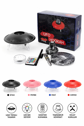 puffstore UFO Tasarımlı Işıklı Portatif Nargile Takımı LED Işıklı Seyahat Nar...