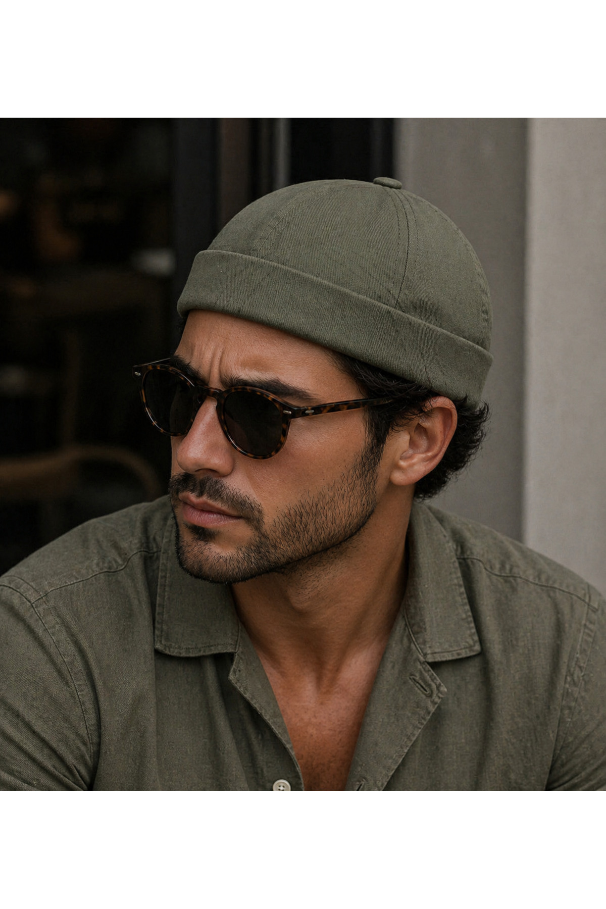 Khaki Docker Hat 100% Cotton Adjustable Velcro