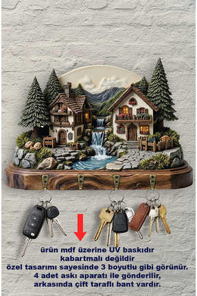 Time in a Tin 2D Ahşap Duvar Askısı Anahtarlık Retro Doğa Temalı Dekoratif Du...