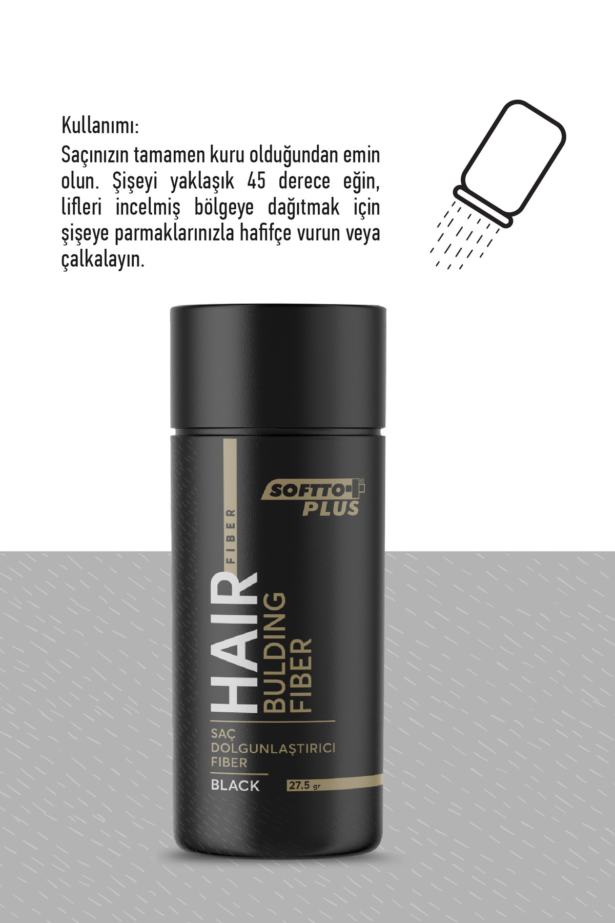 Saç Dolgunlaştırıcı Anında Dolgunluk Sağlayan Siyah Renk Fiber 27.5 gr. — 27.5fiberblack — تصویر 4 از 4