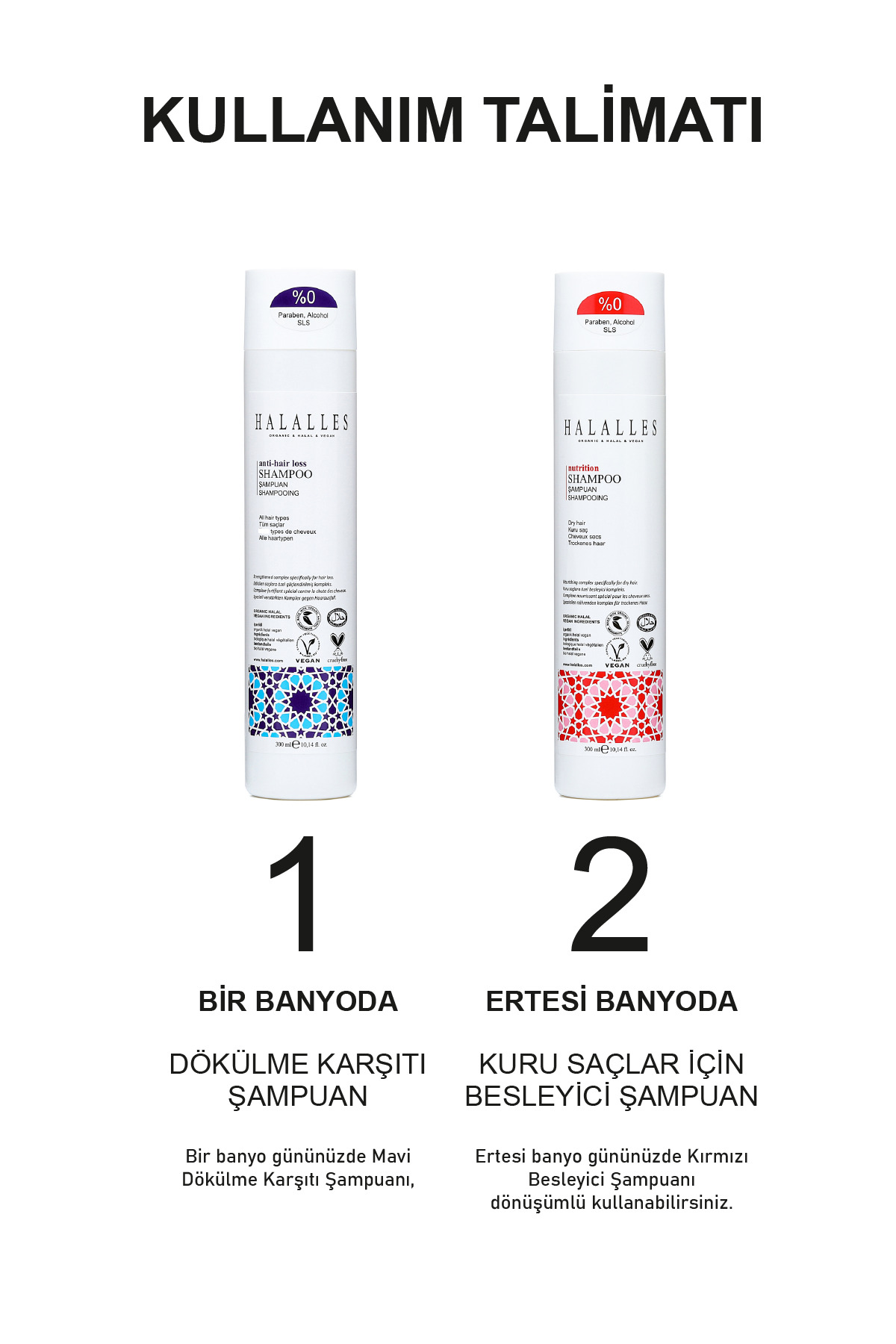 Saç Dökülmesine Karşı Işlemsiz Kuru Saçlar Vitamin Biotin Amino Asit İçeren Şampuan Seti 2 X 300 ml — BCA1532 — تصویر 7 از 8