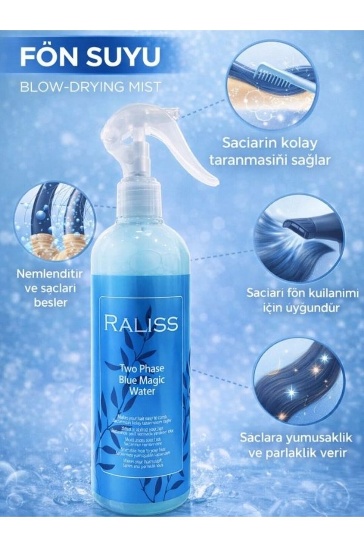 Çift Fazlı Mavi Fön Suyu 320 ml — RLS 2FAZ — تصویر 4 از 4