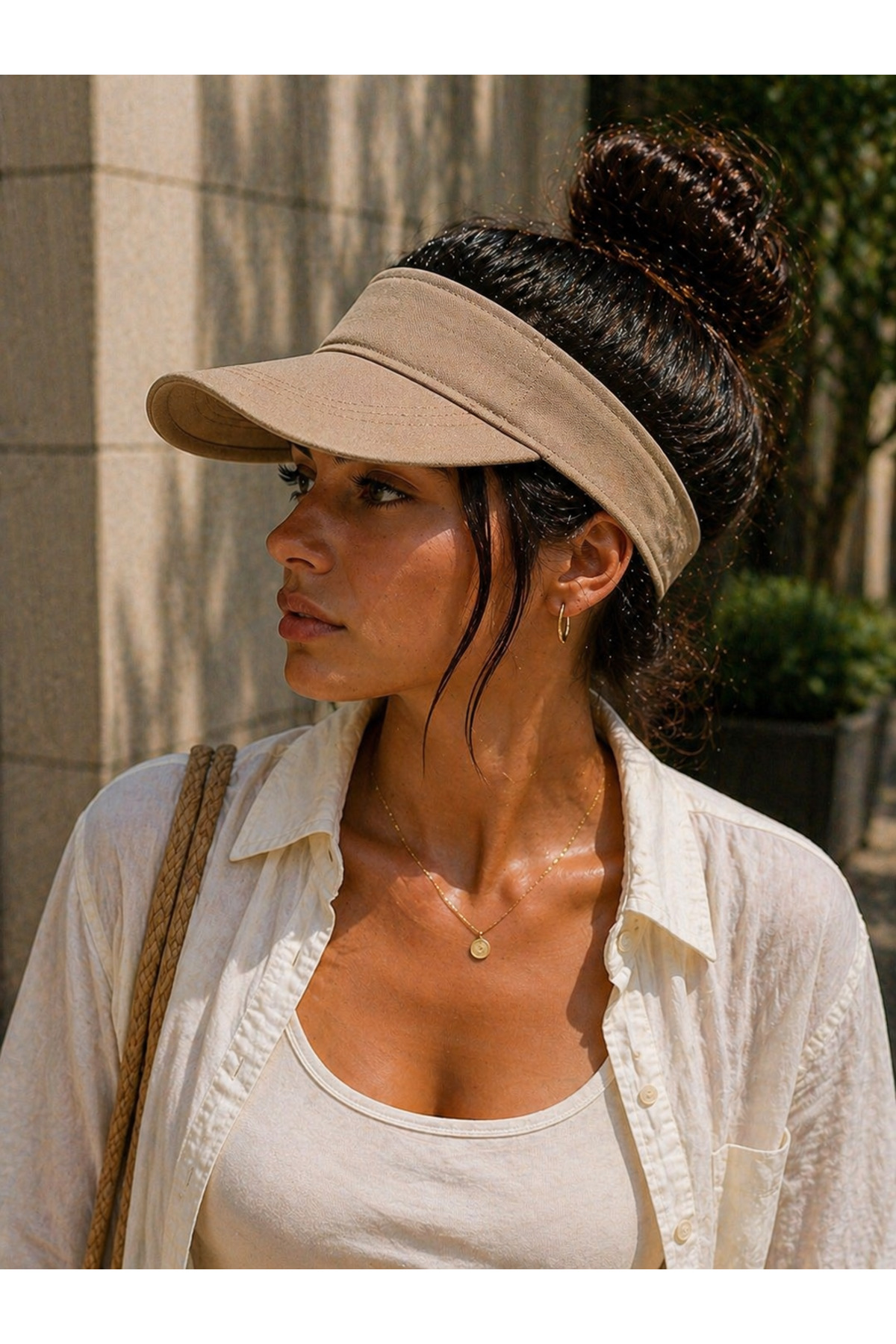 Visor Hat Tennis Hat Unisex Dark Beige Cap