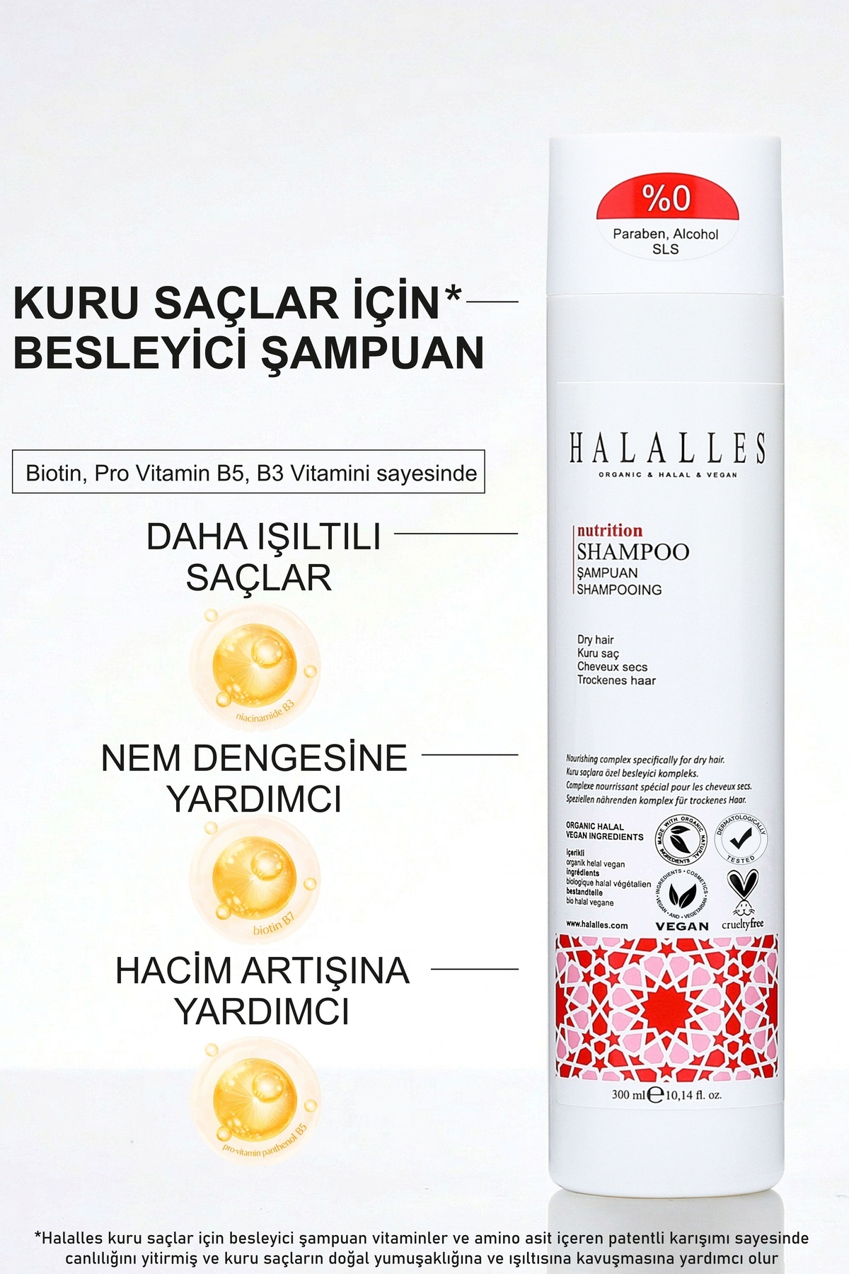 Saç Dökülmesine Karşı Işlemsiz Kuru Saçlar Vitamin Biotin Amino Asit İçeren Şampuan Seti 2 X 300 ml — BCA1532 — تصویر 3 از 8