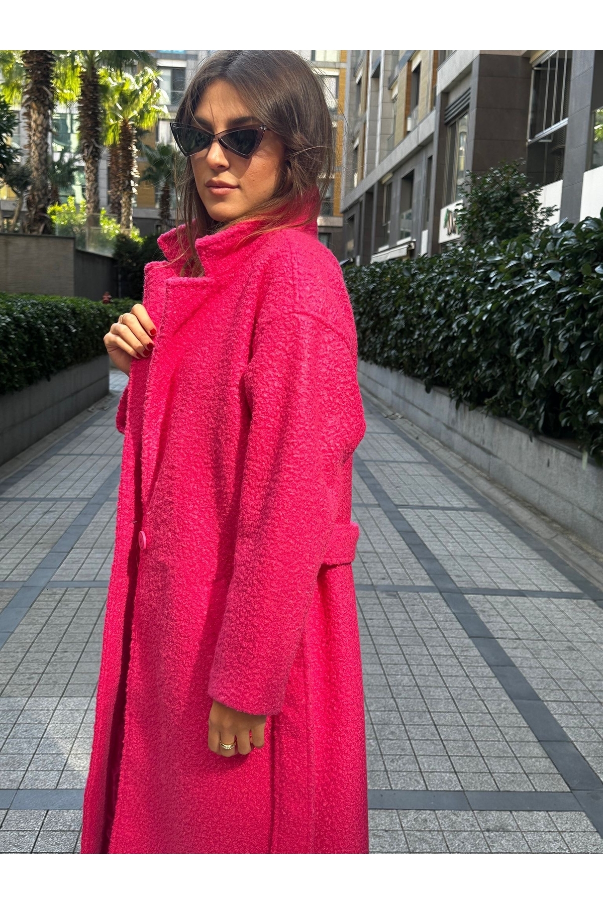 Lady Didi Fashion KADIN ÖZEL TASARIM PEMBE PALTO görsel 4