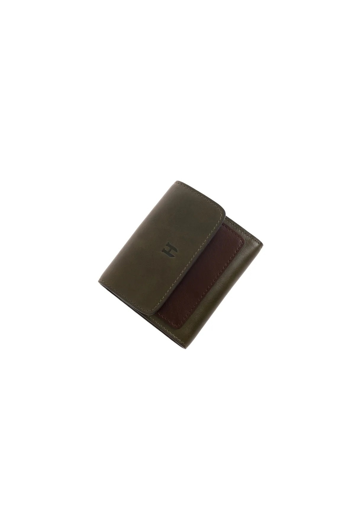 HELMBROOK Kadın Hakiki Deri Büyük Cüzdan Kapaklı Fermuarlı RFID Korumalı Eleanor Haki Kahve