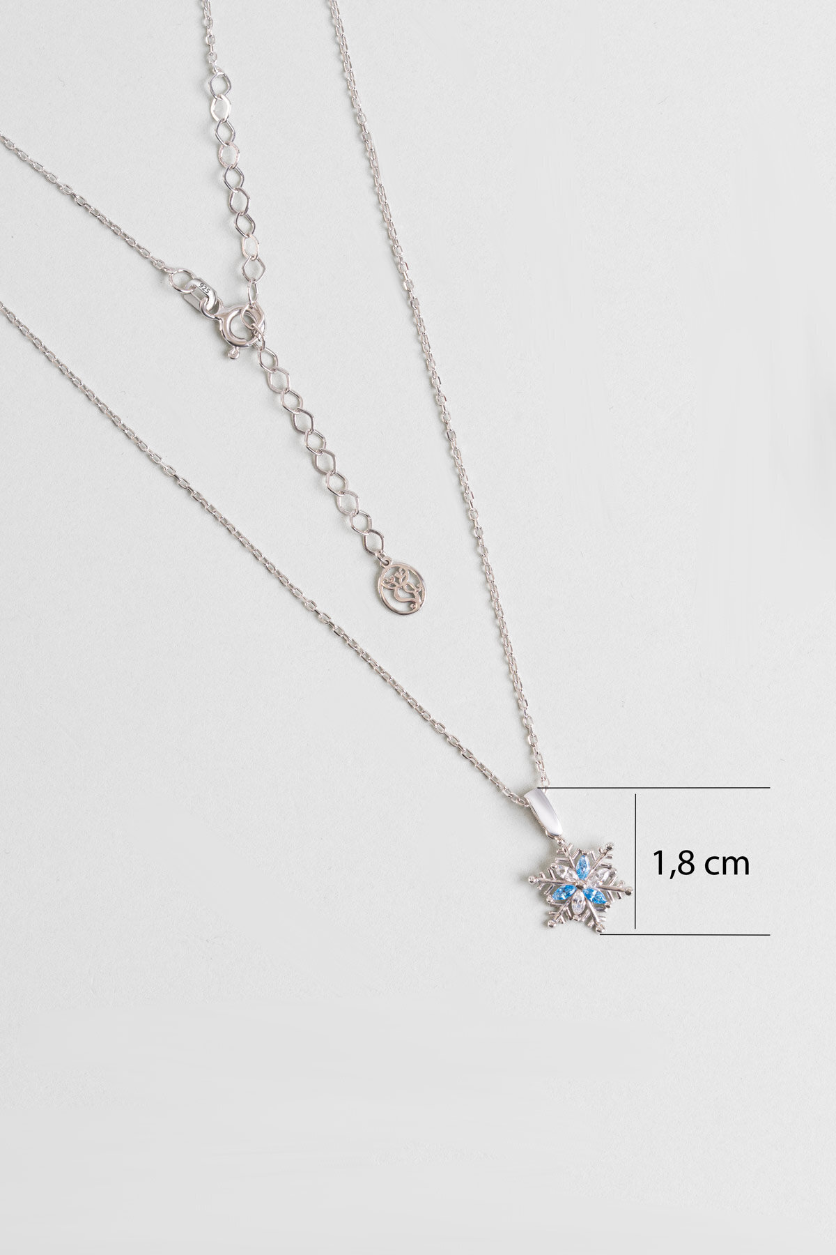 So CHIC... Elsa 18 Ayar Beyaz Altın Kaplama 43 Cm Gümüş Kar Tanesi Kolye görsel 3