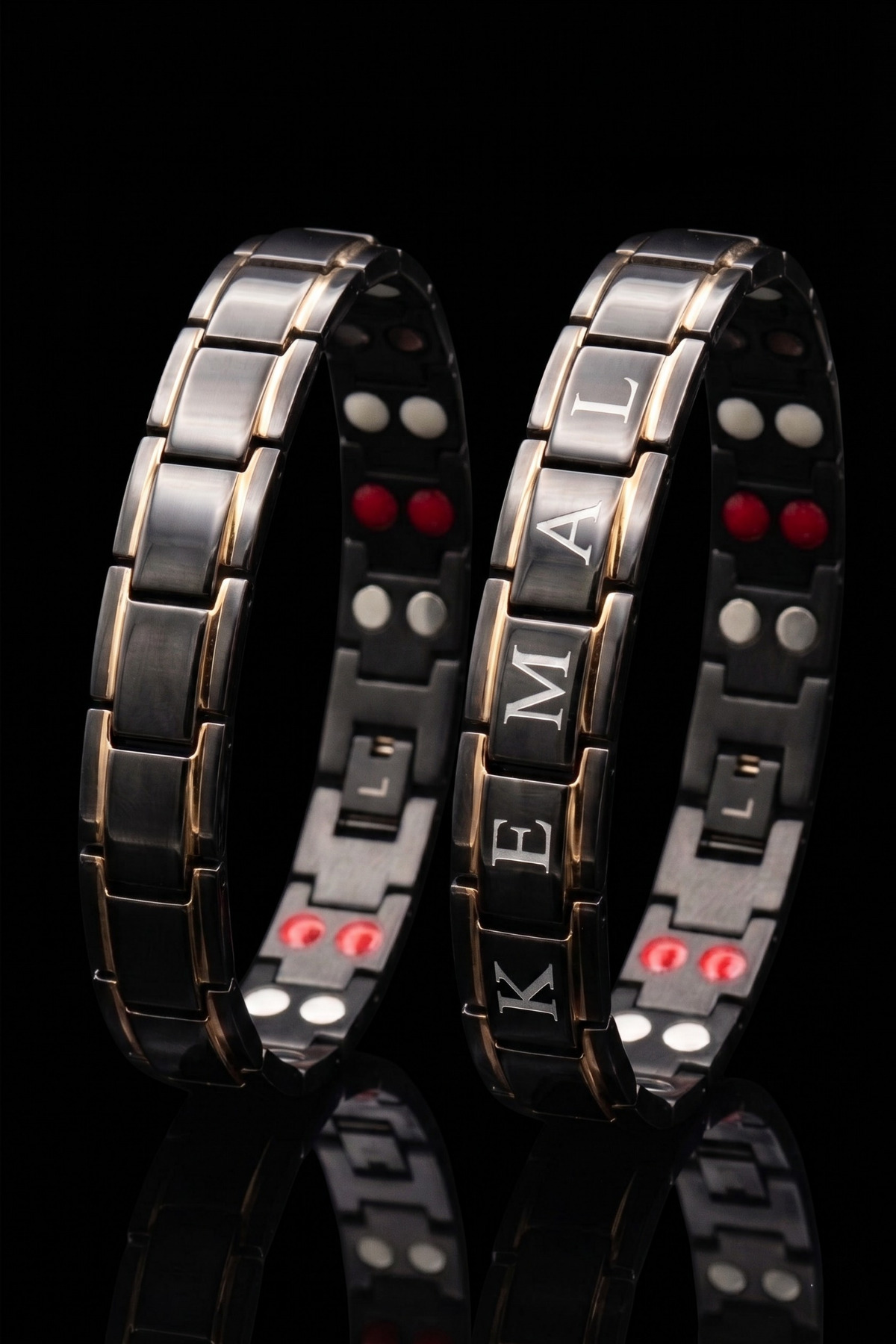 Women Men Customizable Black Titanium Magnetic Bracelet Magnetic Therapy Health Bracelet Arthritis Carpal Bracelet