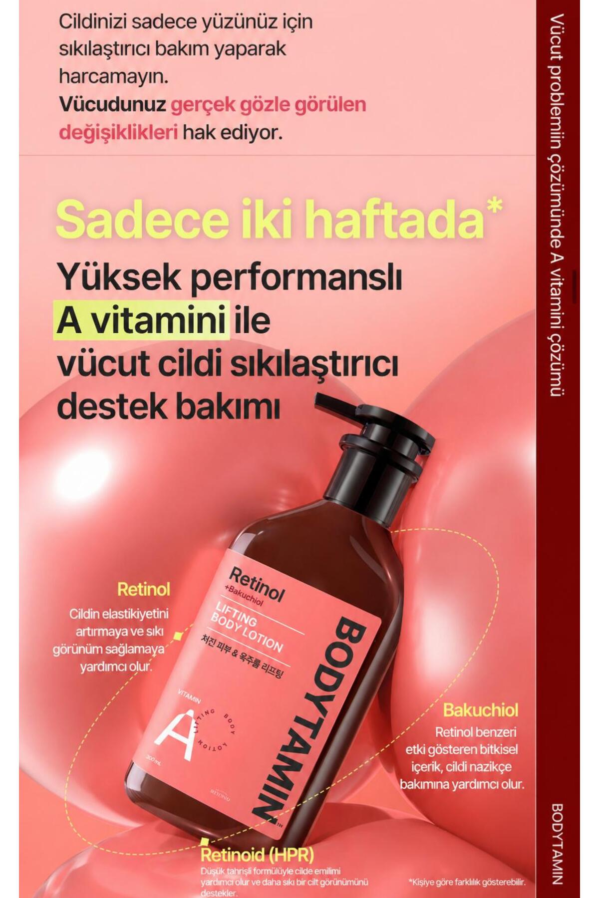 Bodytamin Retinol A Vitamini Bakuchiol Lifting Body Lotion Sıkılaştırıcı Losyon 300 ml — 10275461 — تصویر 4 از 4