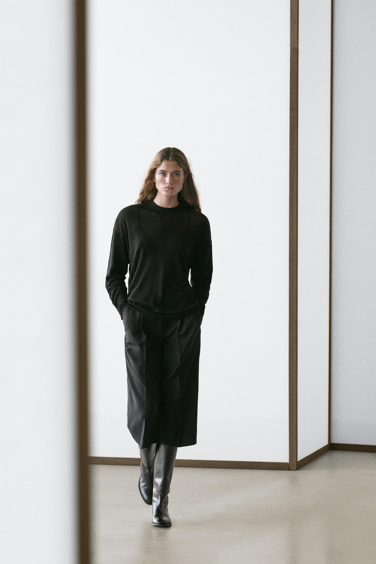 Massimo Dutti  Oversize yün karışımlı triko kazak - Görsel 2