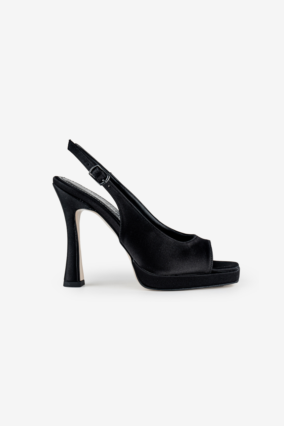 Women's Black Satin Platform Heels