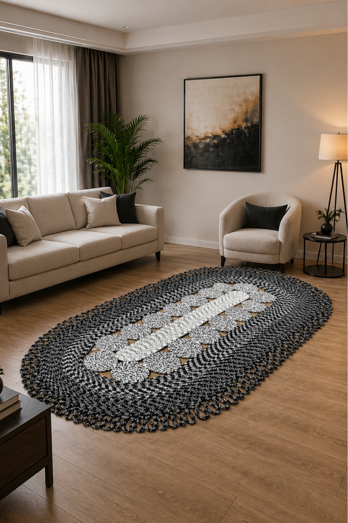 JÜT OVAL DEKORATİF EL ÖRGÜSÜ HALI KİLİM YOLLUK
