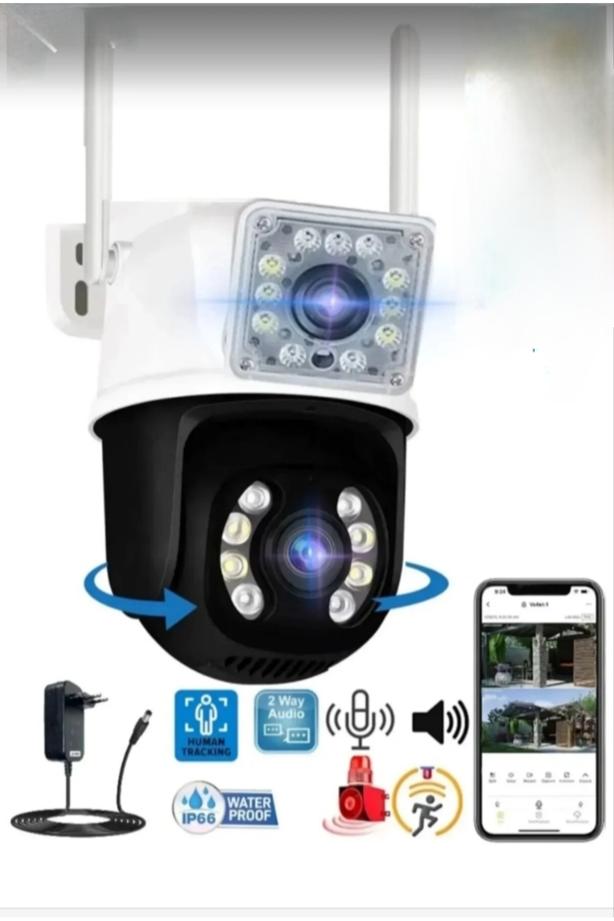 3012 Dual Camera 6MP ( 3MP +3MP) Waterproof Wi-Fi Camera with Motion Tracking Night Sensor