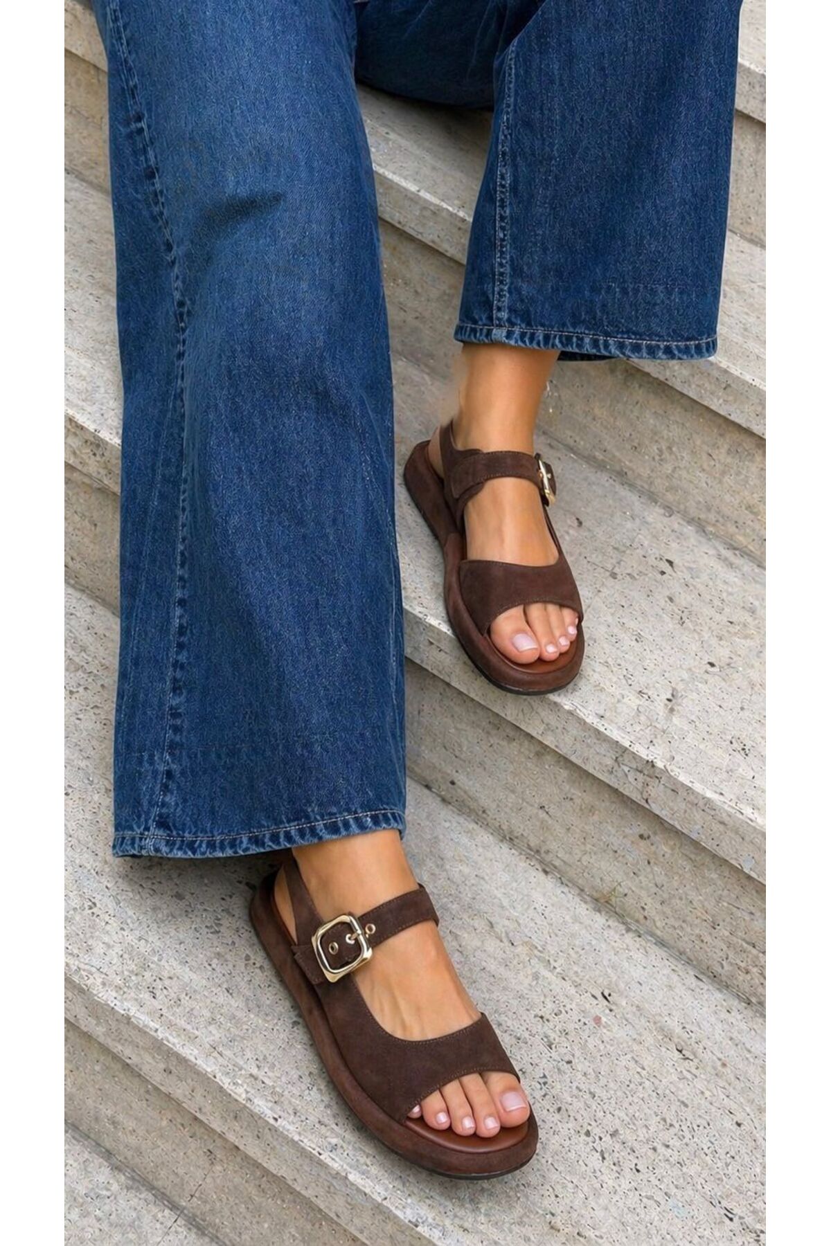 Vesna Genuine Leather Open Front Ankle Tie-I Sandals