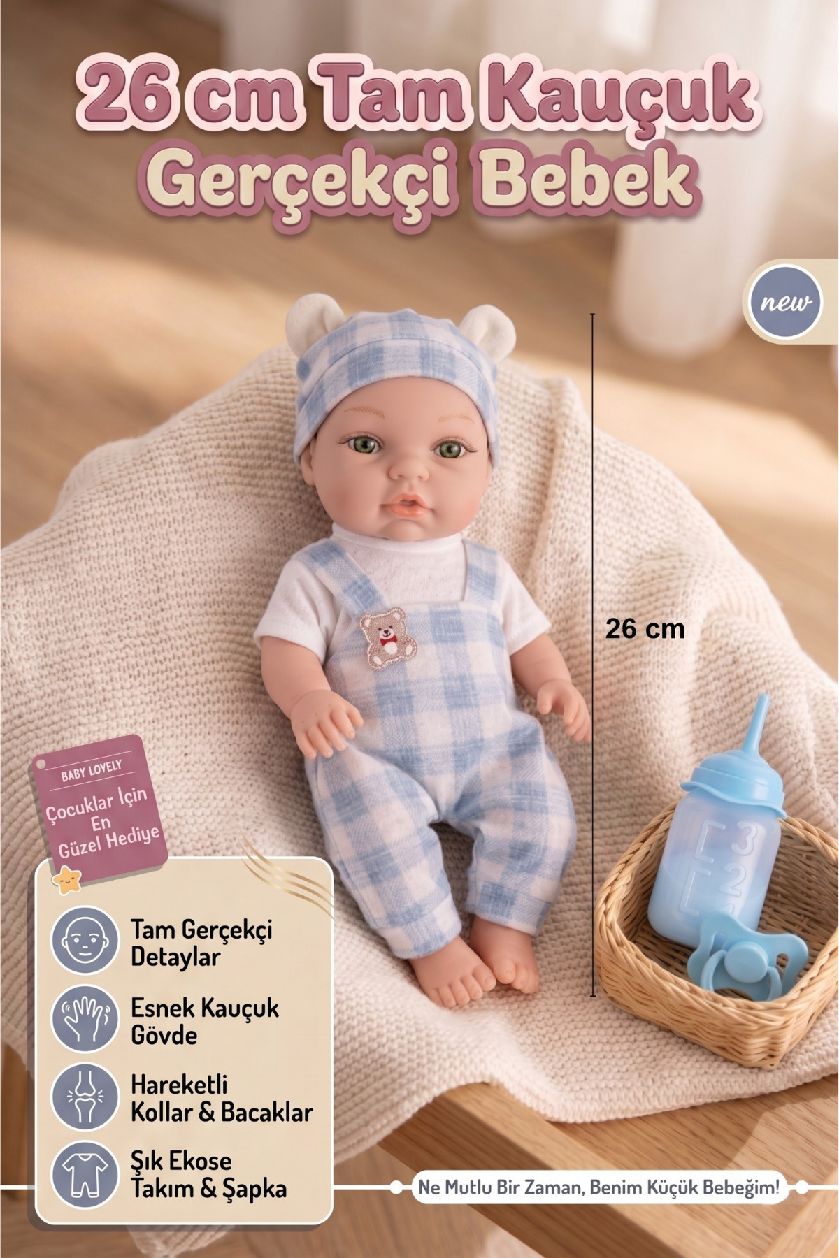 craftivio 20 cm Tam Kauçuk Gerçekçi Et Bebek - Kıyafetli