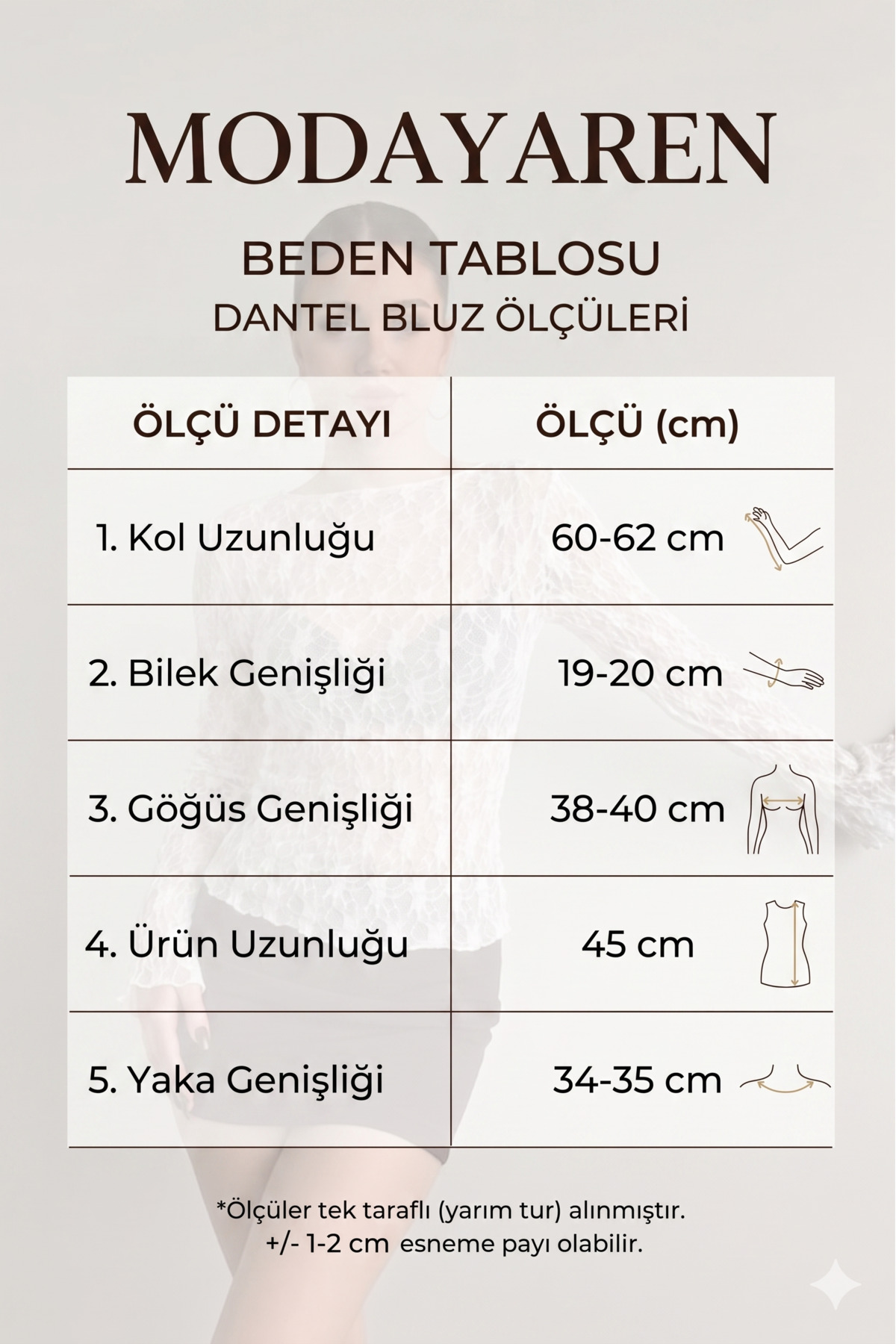 ModaYaren Kadın Kayık Yaka Dantelli Trompet Kol Bluz -3RTM-88105 görsel 5