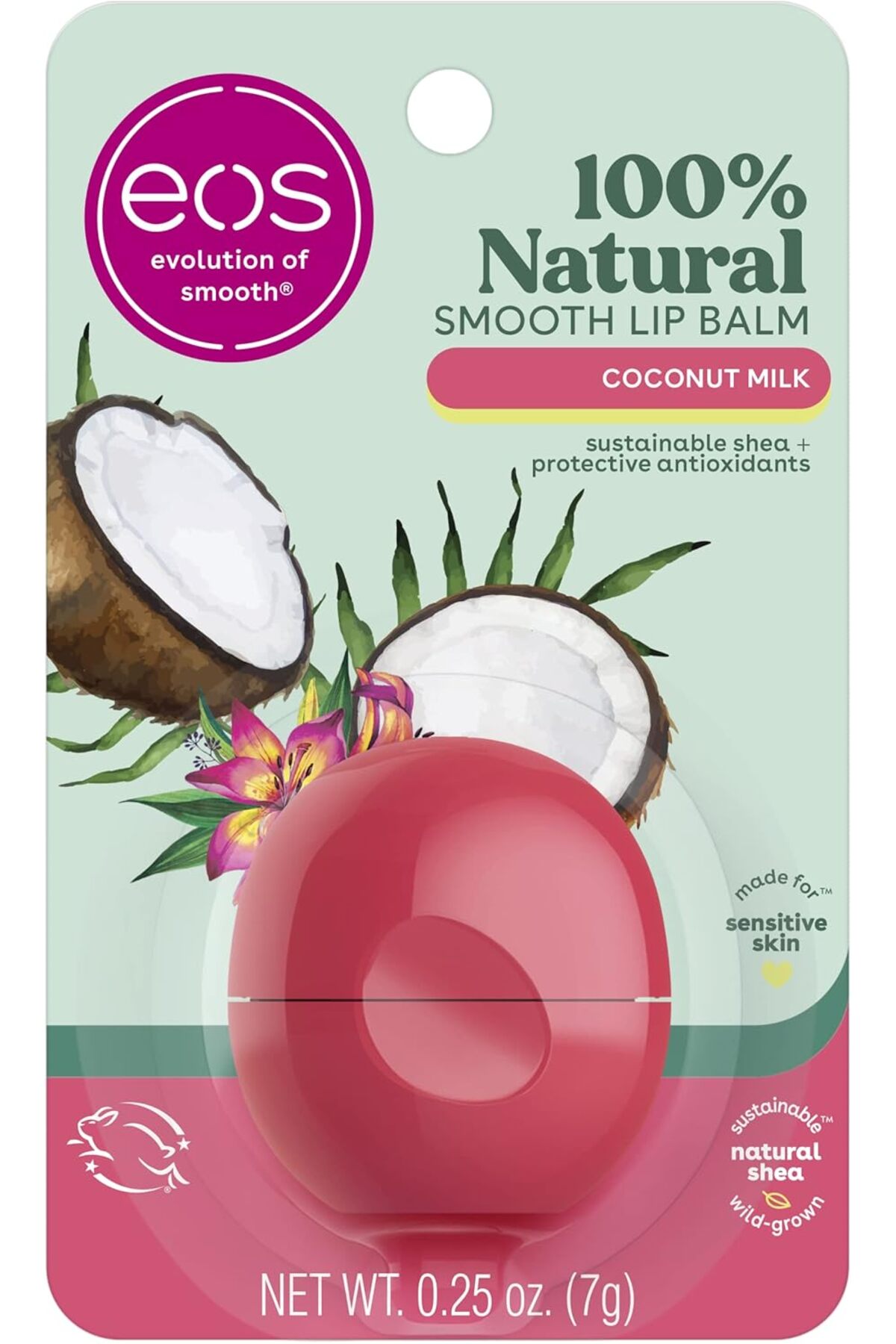Eos 100% Natural Lip Balm- Coconut Milk, All-Day Moisture, Made for Sensitive Skin, Lip Care Product