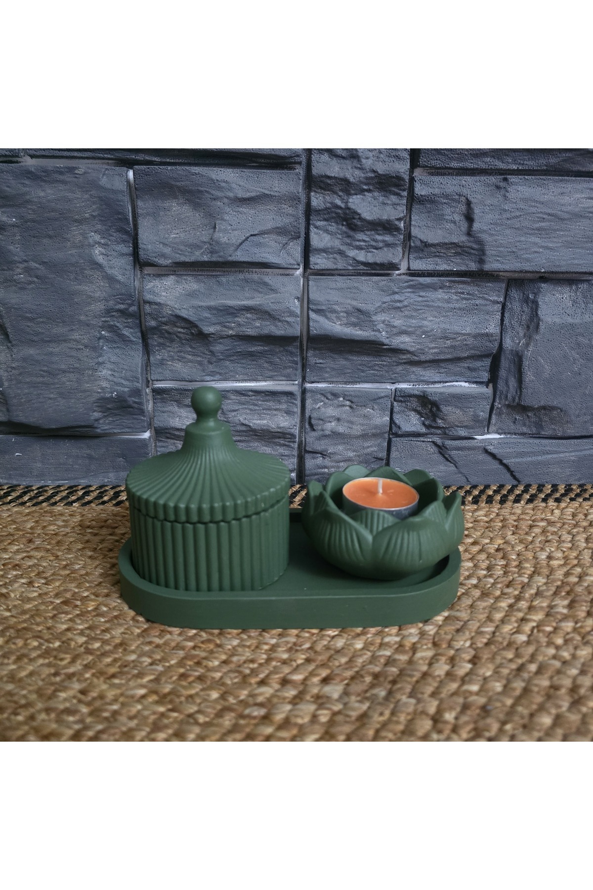 Decorative box with lid and Lotus candle holder 3-PIECE SET with STAND decorative home gift