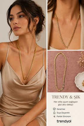 GHdesign Zirkon Taşlı Gold Renk V Zincir Kolye – Şık ve Modern Tasarım