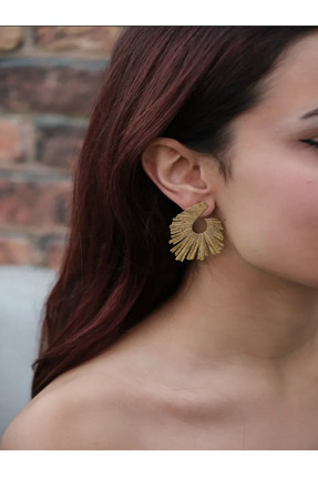 VARS COLLECTION Altın Kaplı Doğal Taşlı Küpe Model Lalin