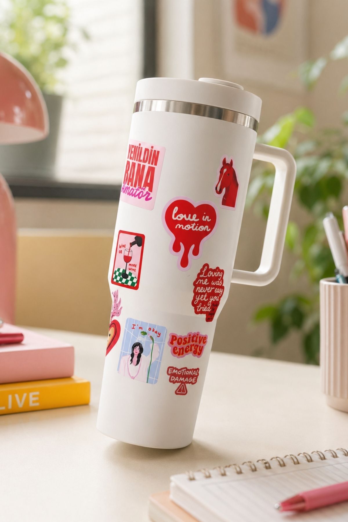 17'li Sticker Set Kırmızı Estetik Kolaj Modern Sanat Laptop Telefon Sticker