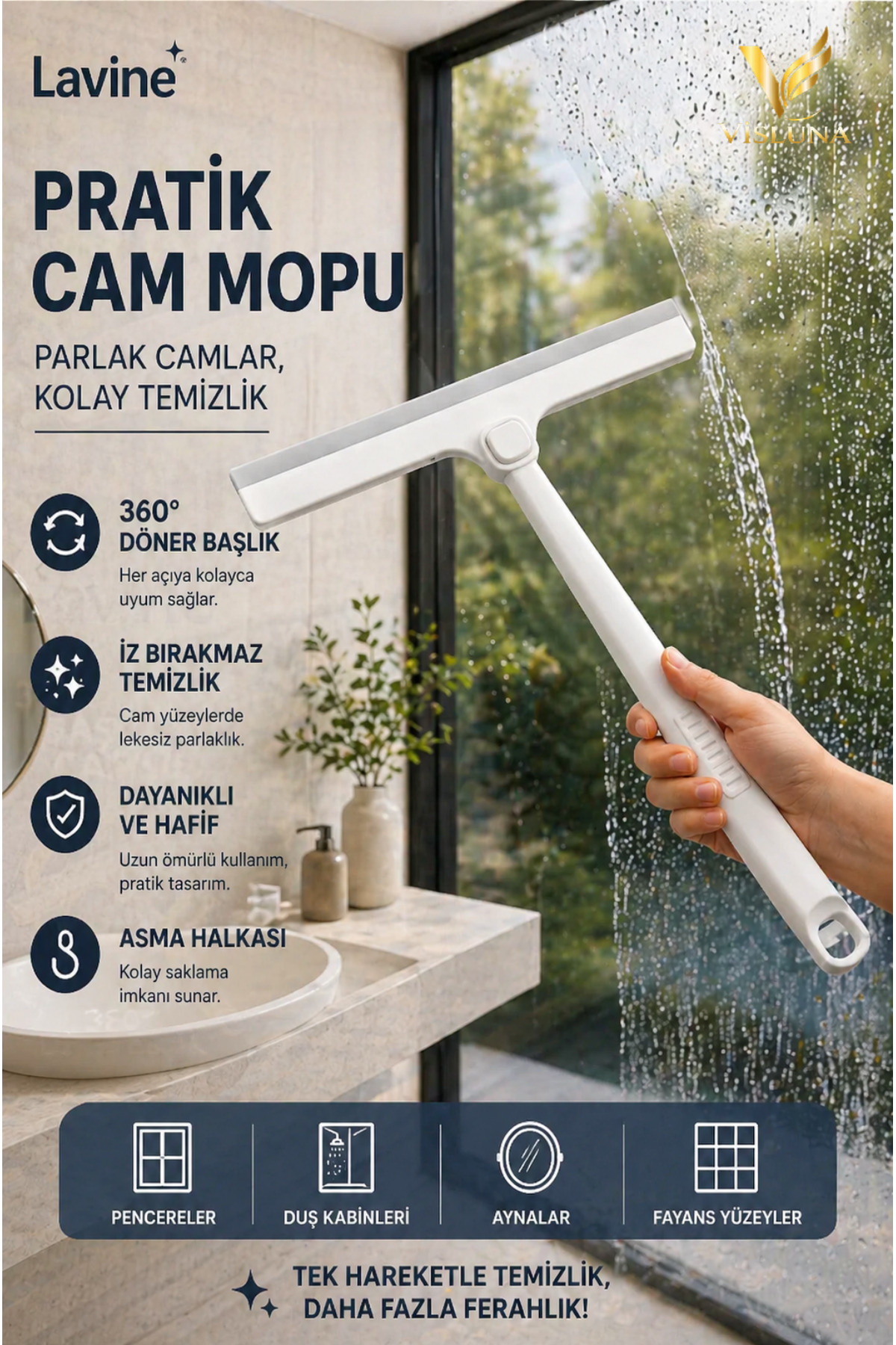 360 Degree Rotating Hood Squeegee Windshield Wiping Mop No Trace Glass Cleaner For Car Glass, Bathroom, Tiles, Window