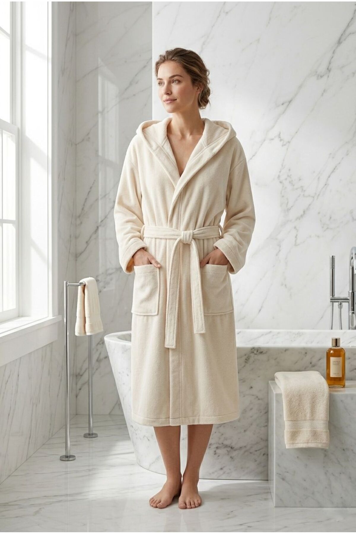 Premium Woven Velvet Bathrobe - 100% Cotton Soft Texture
